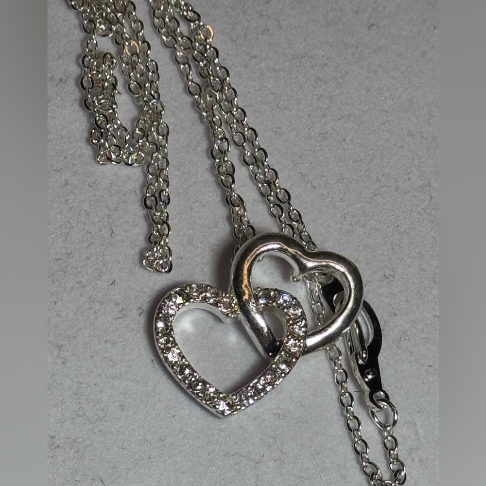 Heart in Heart Crystal Pendant Made with Swarovski Crystals 18 inch